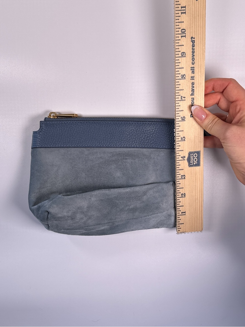 Smaak Amsterdam Coin Purse Cosmetic Bag Suede Leather Blue OS - Picture 7 of 11